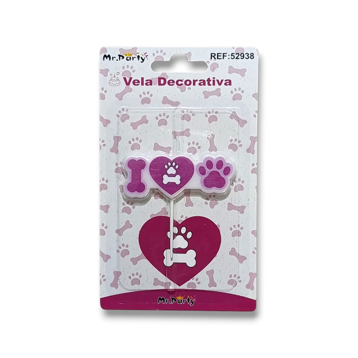 Vela para cumpleaños de mascota color rosa