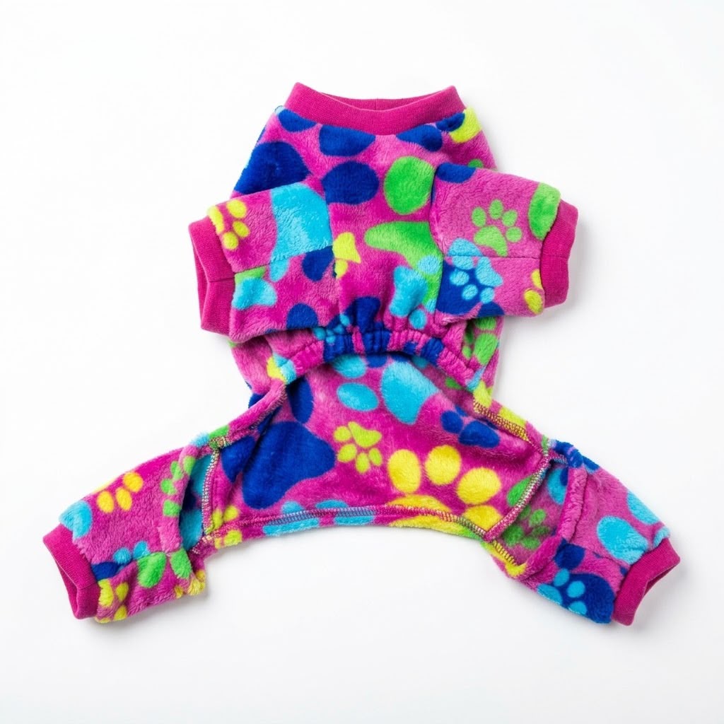 Pijama Polar Huellas Rosa