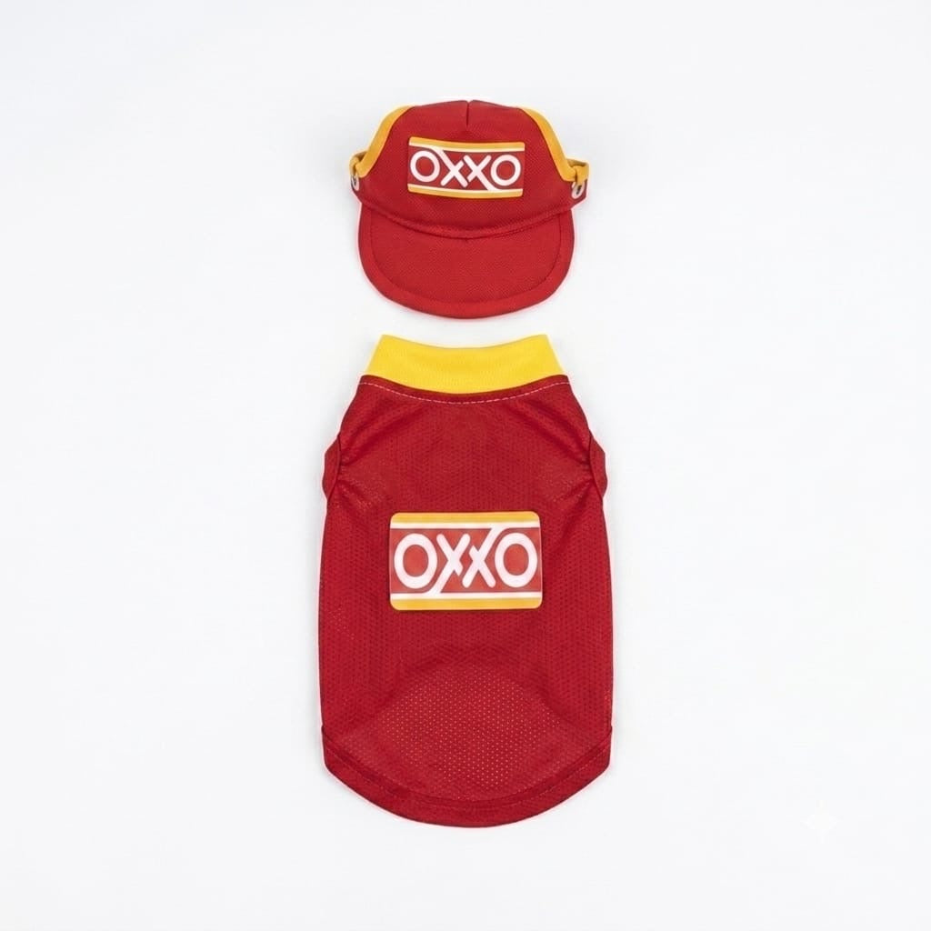 Disfraz de vendedor de Oxxo con gorra
