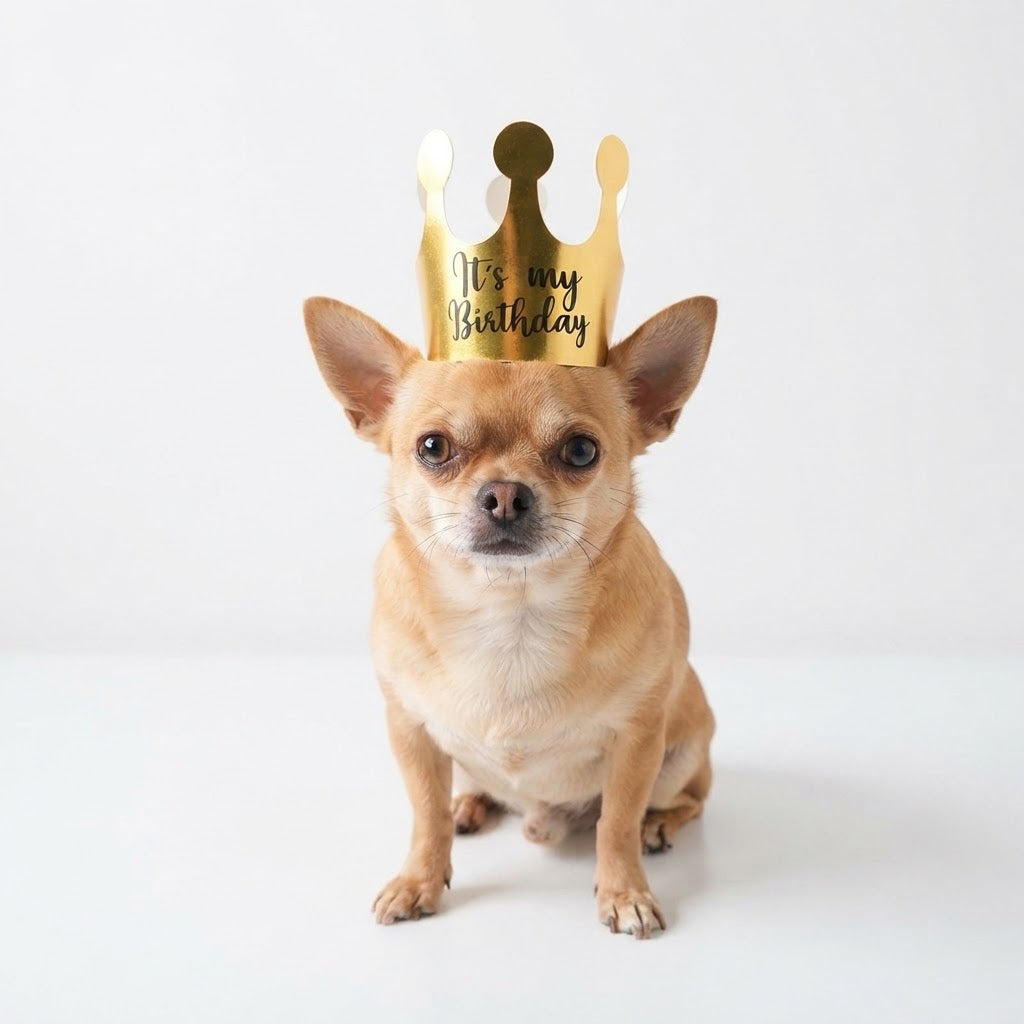 Corona Dorada De Cumpleaños para Mascota