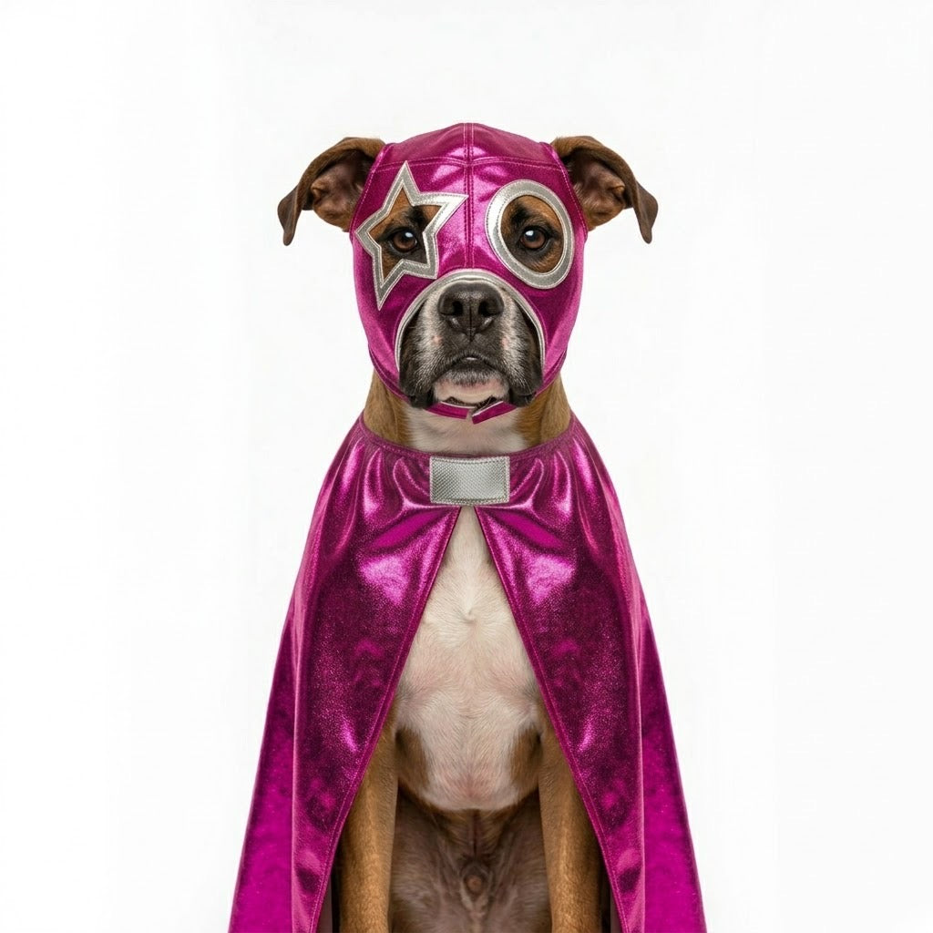 Capa y Máscara de Luchador Rosa