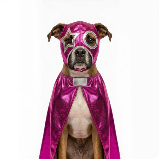 Capa y Máscara de Luchador Rosa