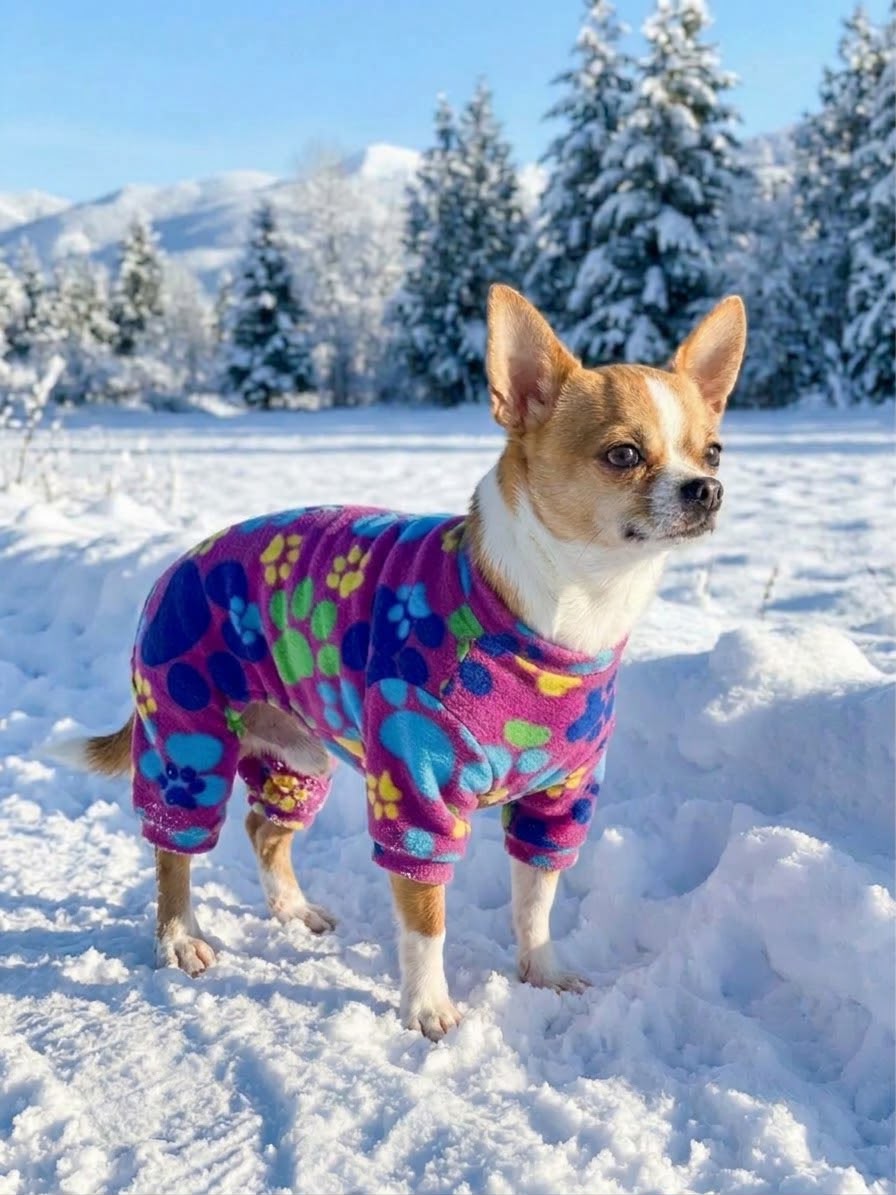 Pijama Polar Huellas Rosa