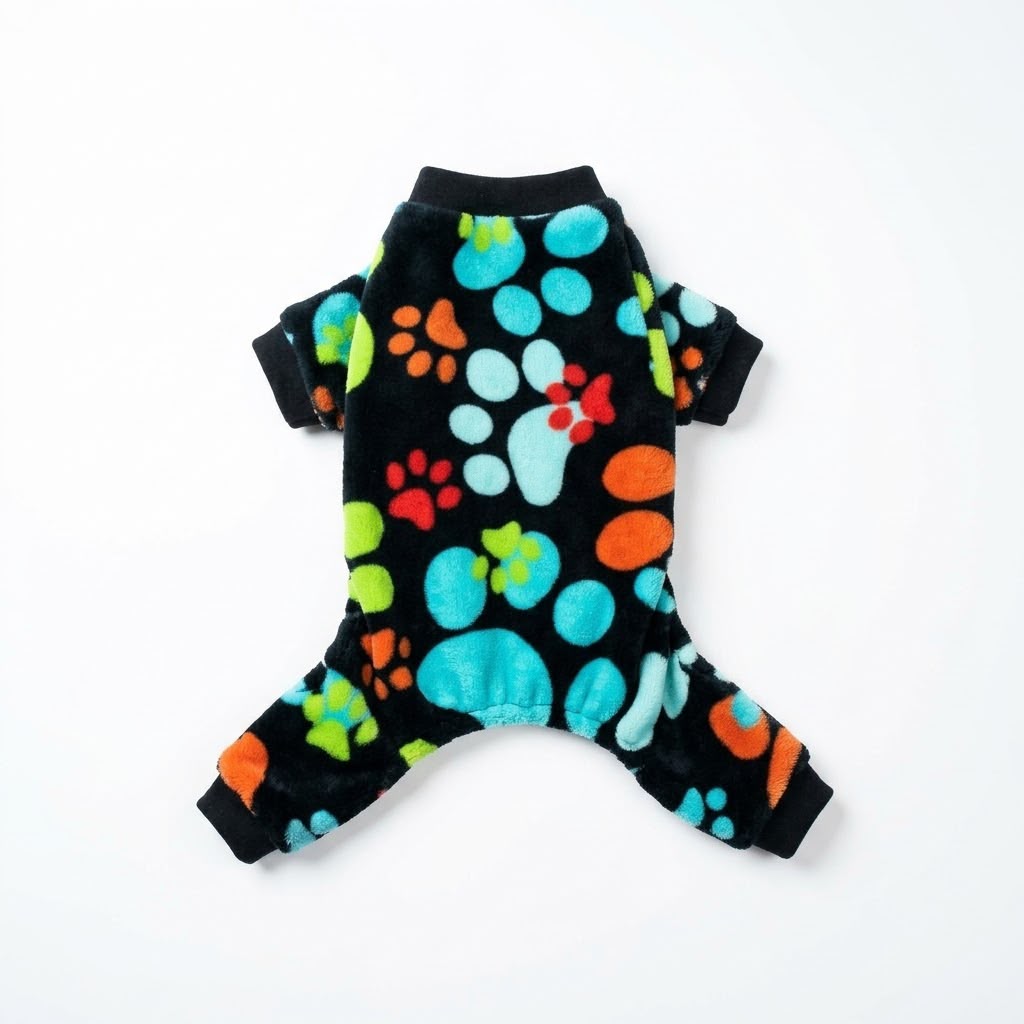 Pijama Polar Huellas Negro