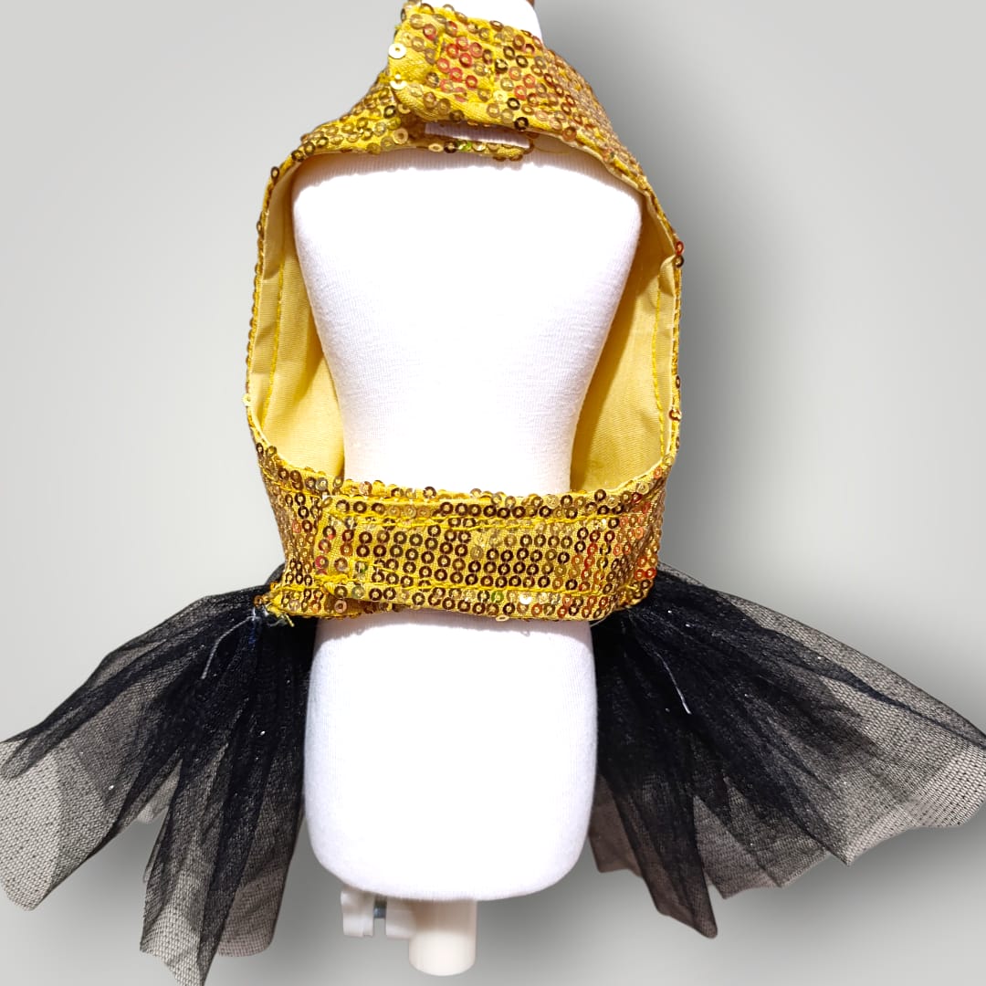 Vestido dorado floral