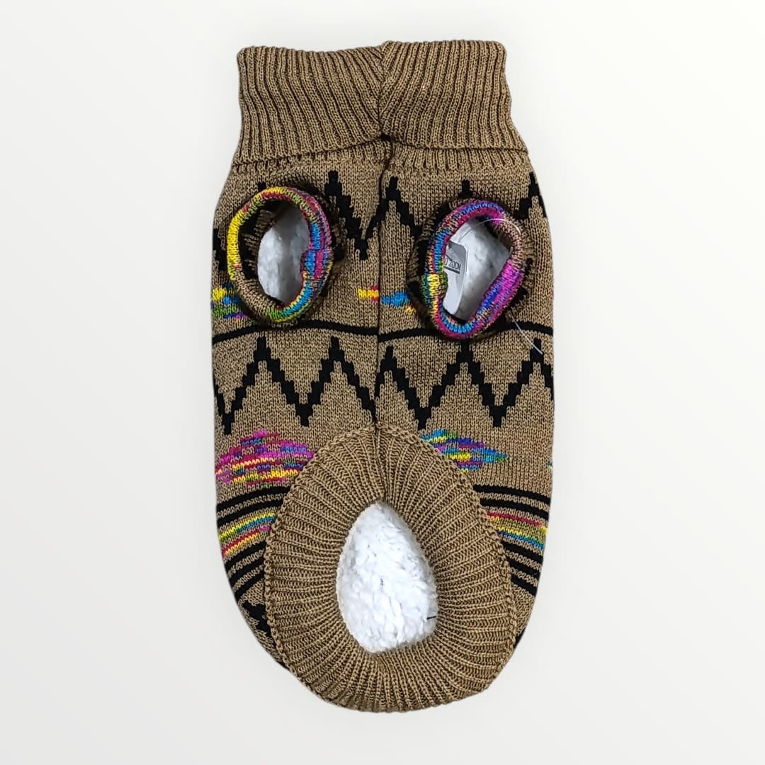 Suéter huichol tejido con borrega