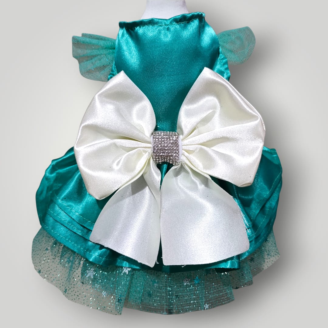 Vestido menta con moño