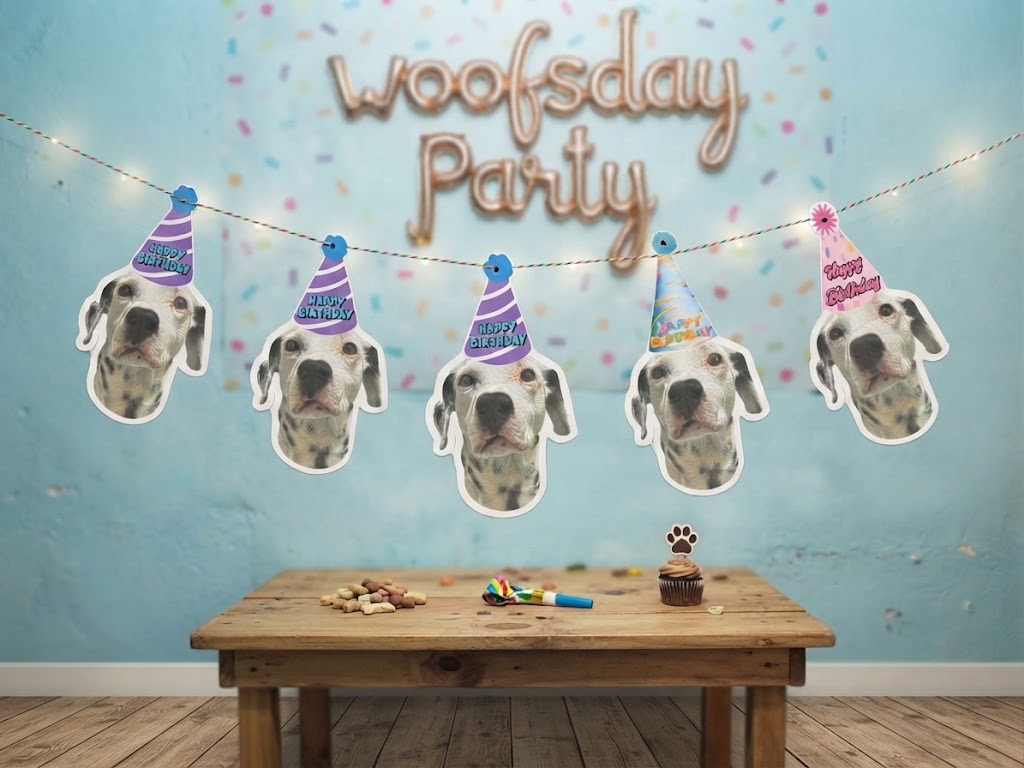 Banderín y Gorro de Cumpleaños Para Mascota