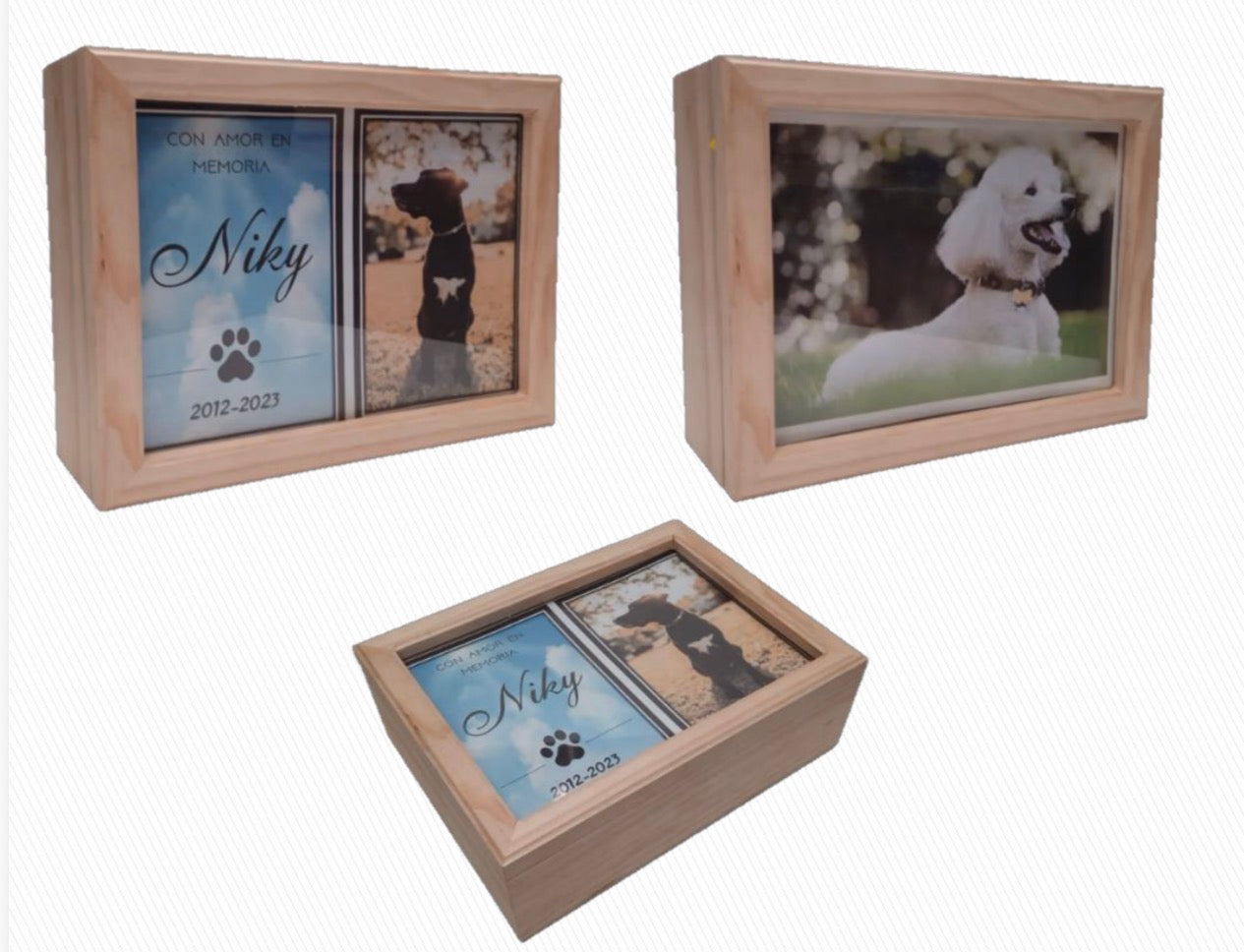 Urna con vidrio para fotos