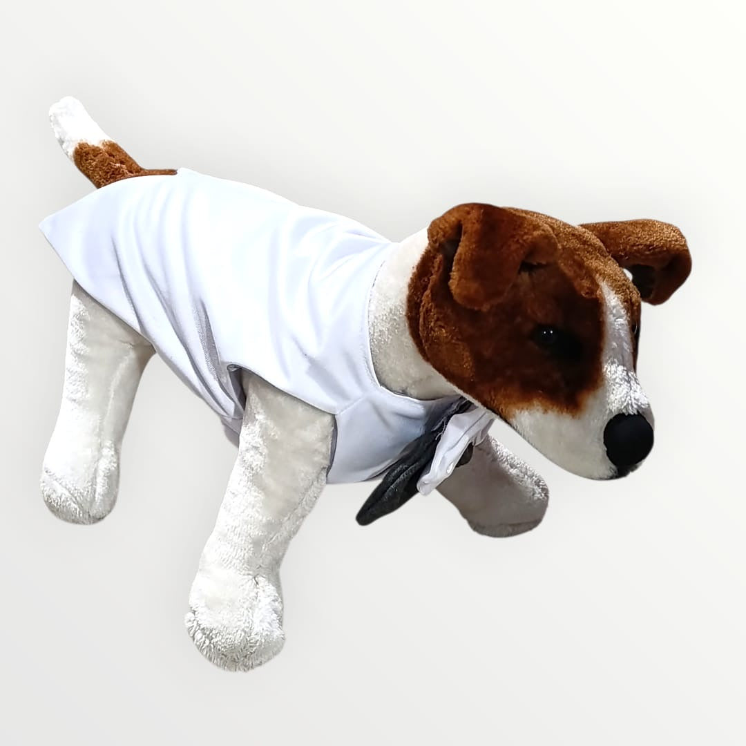 Esmoquin blanco estilo novio para mascota