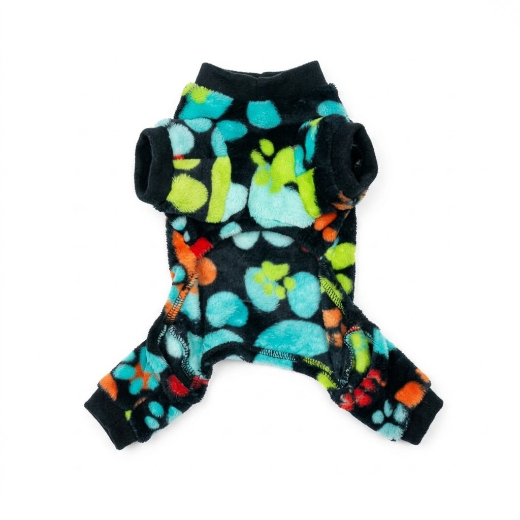 Pijama Polar Huellas Negro