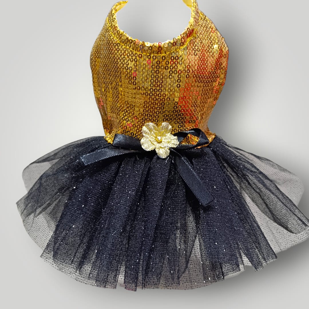 Vestido dorado floral