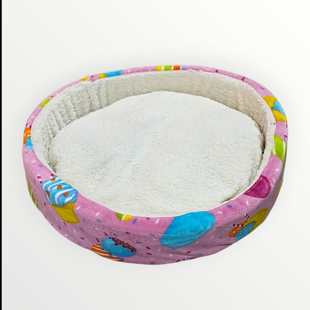 Cama circular con borrega