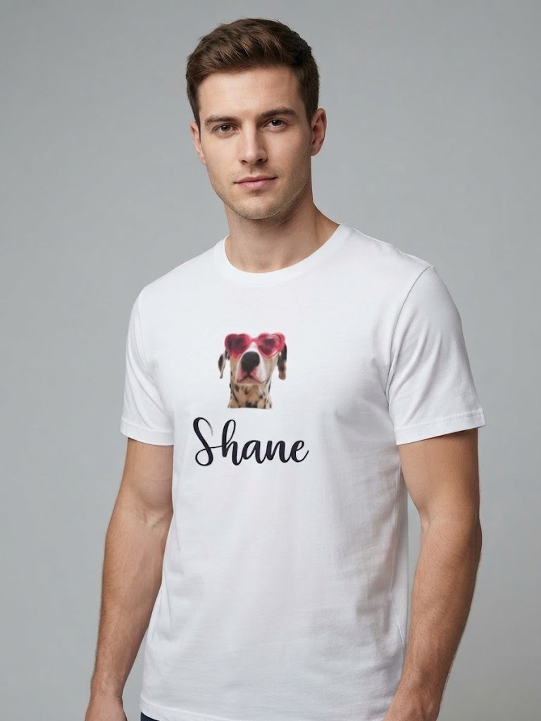 Playera Blanco Para Hombre Con Foto de Mascota