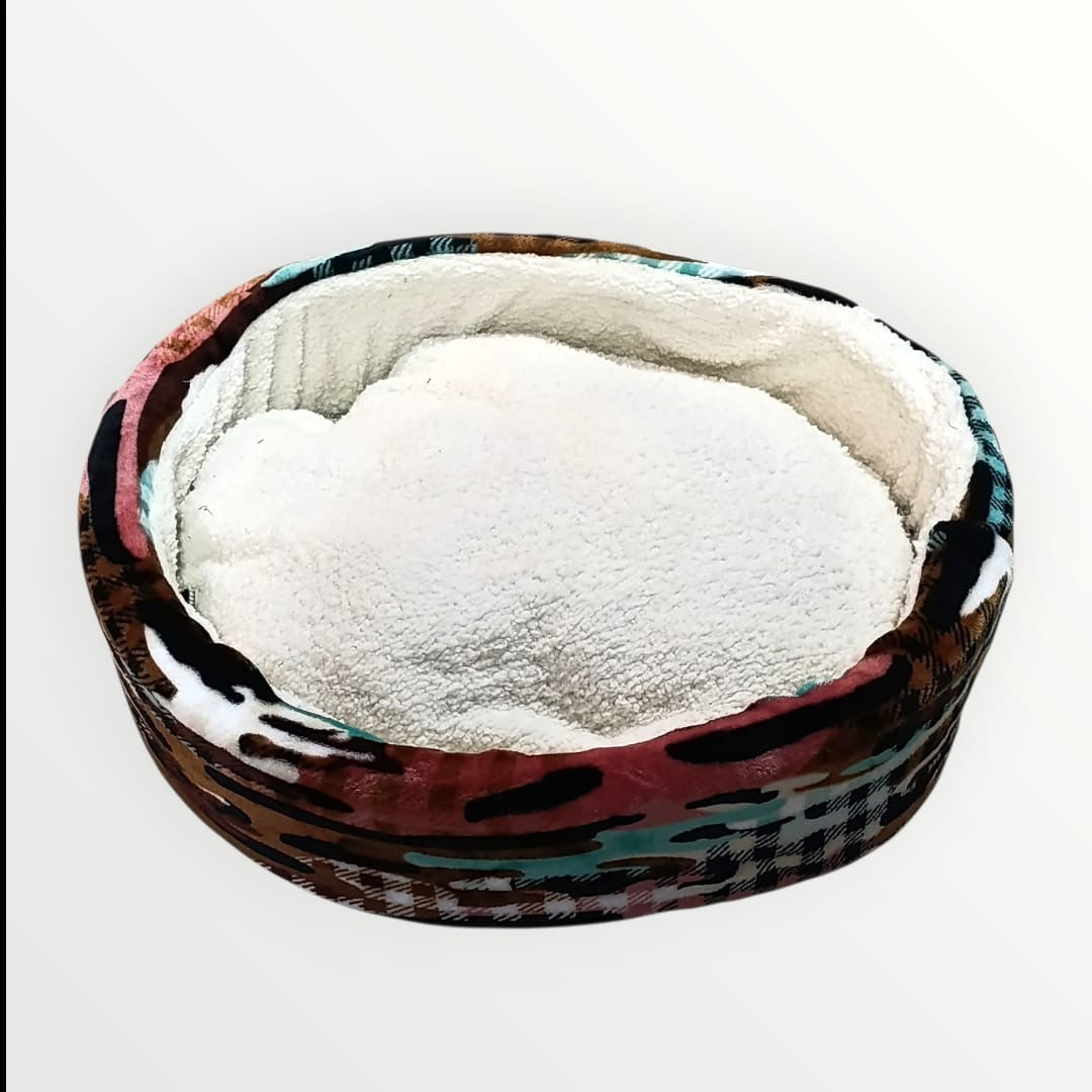 Cama circular con borrega