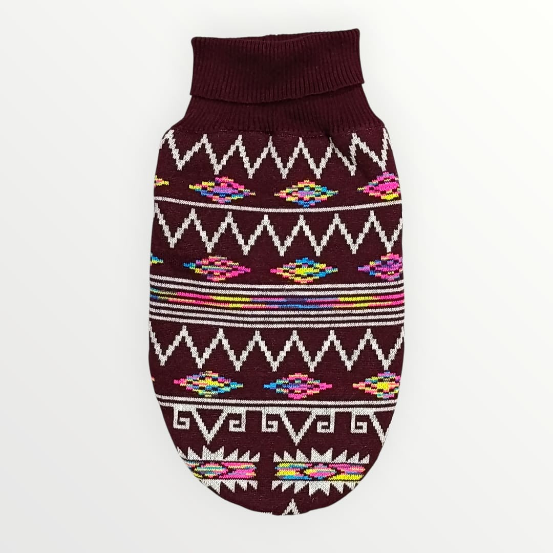 Suéter huichol tejido con borrega