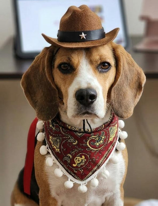 Paliacate y Sombrero de vaquero para mascota