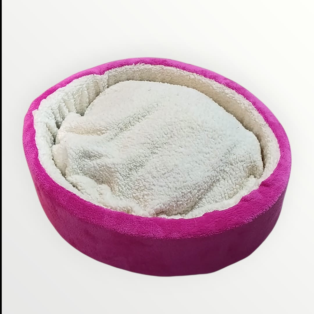 Cama circular con borrega