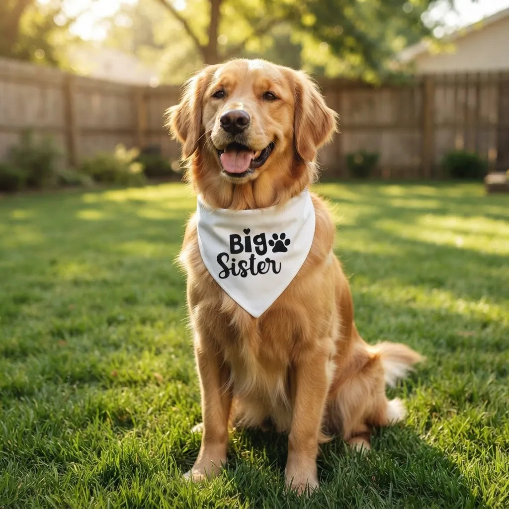 Bandana para Perro ó Gato - Anuncio de Embarazo - Big Sister BLANCO