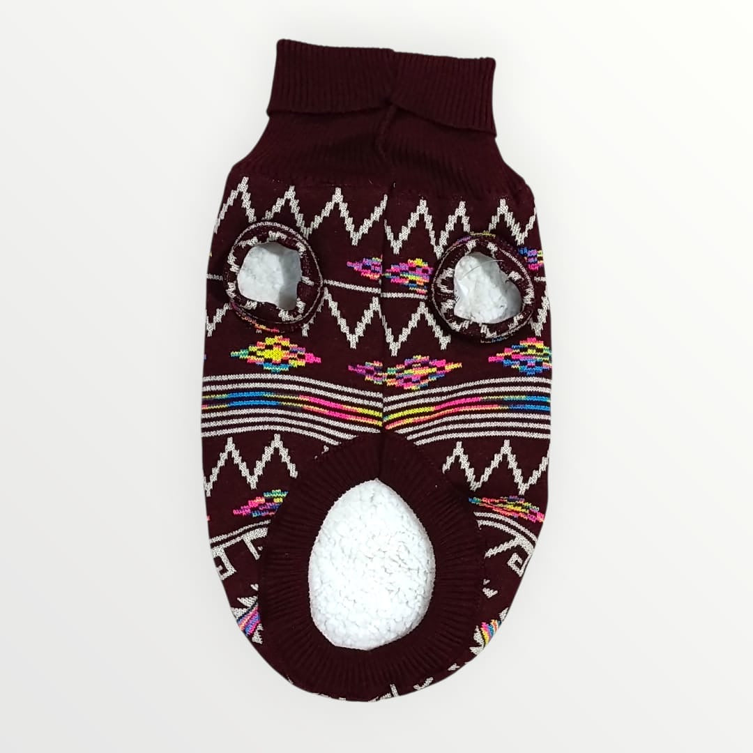 Suéter huichol tejido con borrega
