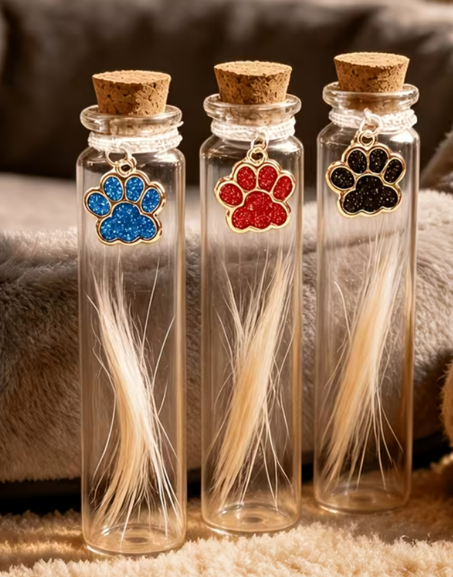 Botella de cristal para pelo de mascota