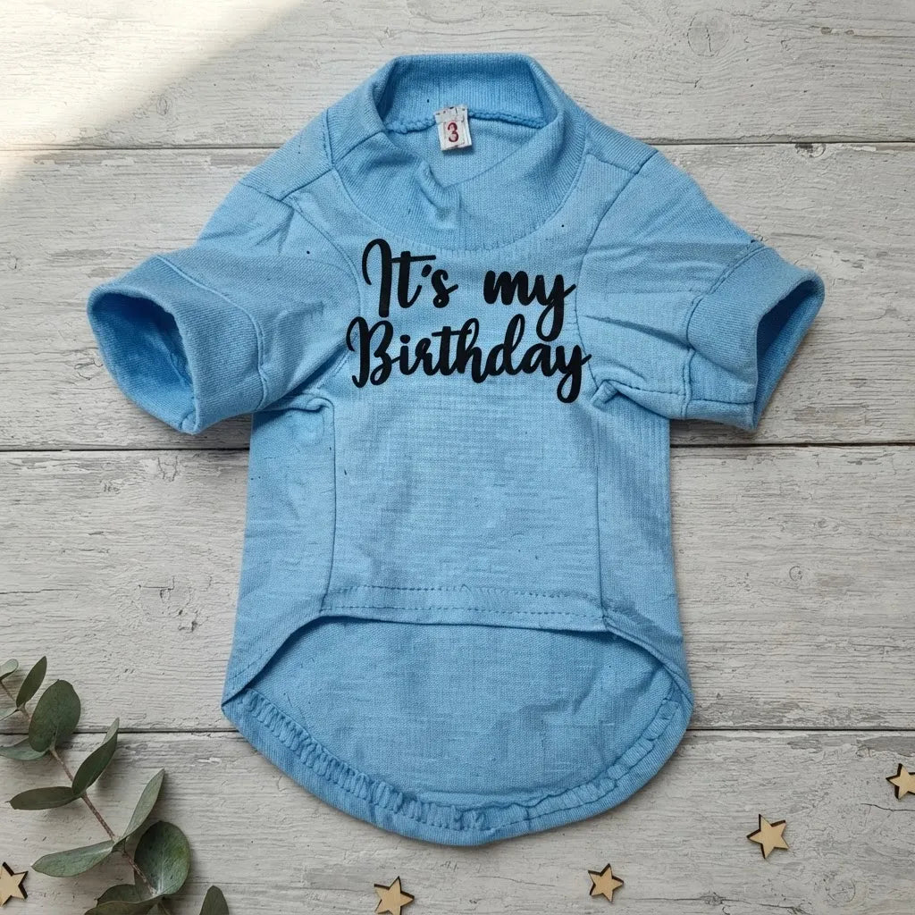 Playera Cumpleaños Celeste para Mascota