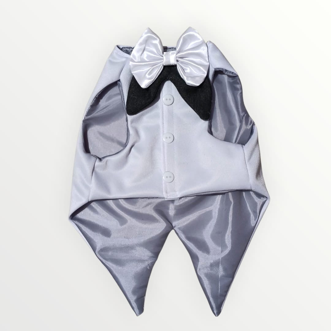 Esmoquin blanco estilo novio para mascota