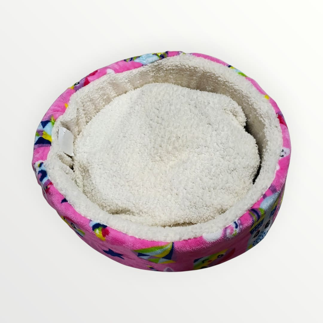 Cama circular con borrega