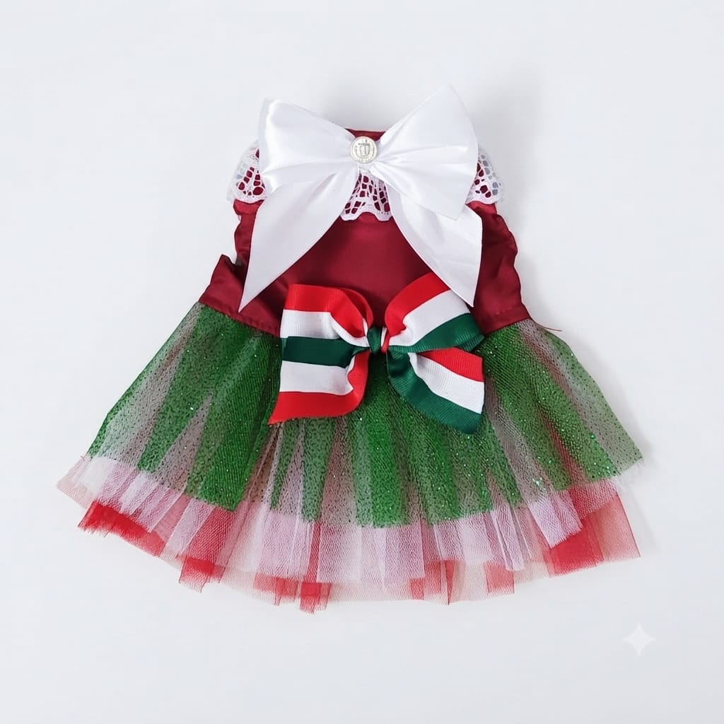Vestido rojo tricolor mexicano