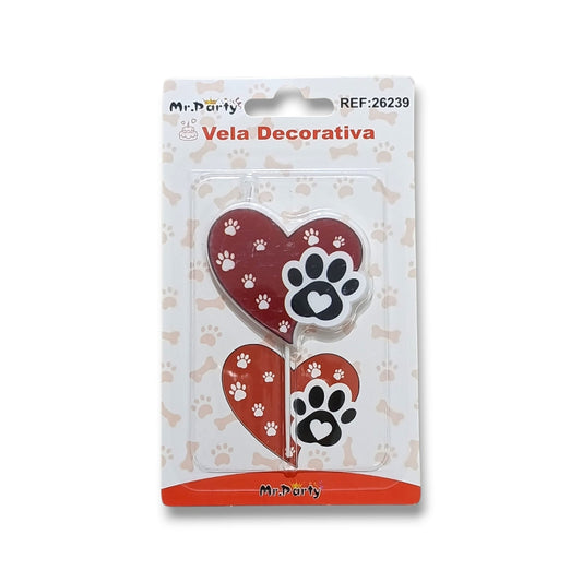 Vela para cumpleaños de mascota rojo