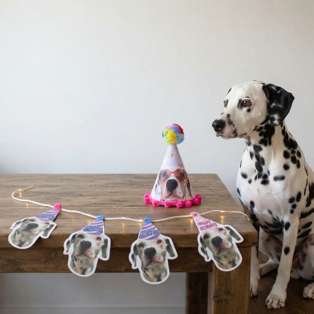 Banderín y Gorro de Cumpleaños Para Mascota