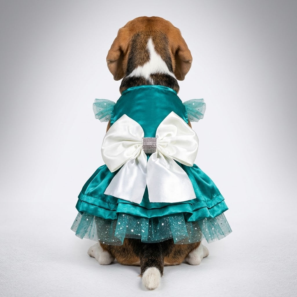 Vestido menta con moño