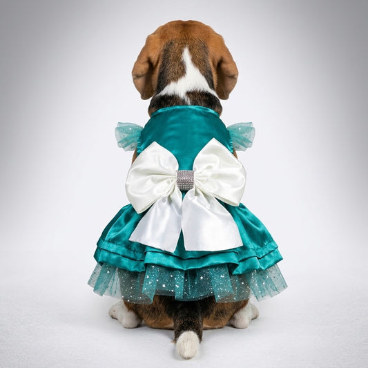 Vestido menta con moño