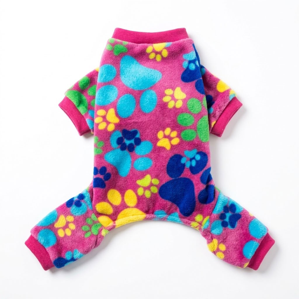 Pijama Polar Huellas Rosa