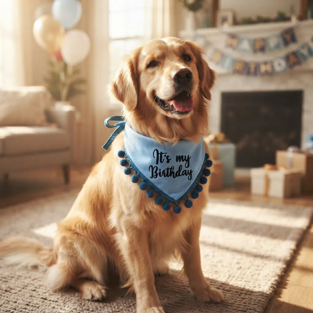 Bandana de cumpleaños celeste