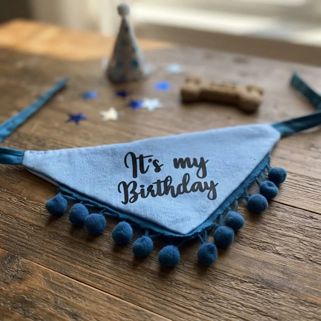 Bandana de cumpleaños celeste
