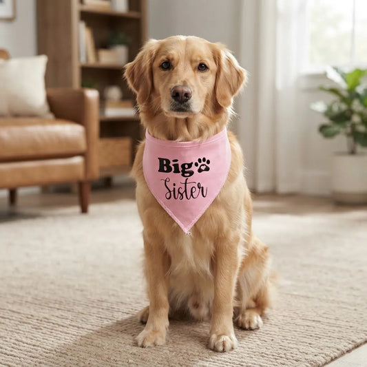 Bandana para Perro ó Gato - Anuncio de Embarazo - Big Sister ROSA PASTEL