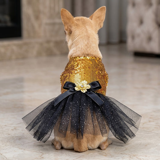 Vestido dorado floral