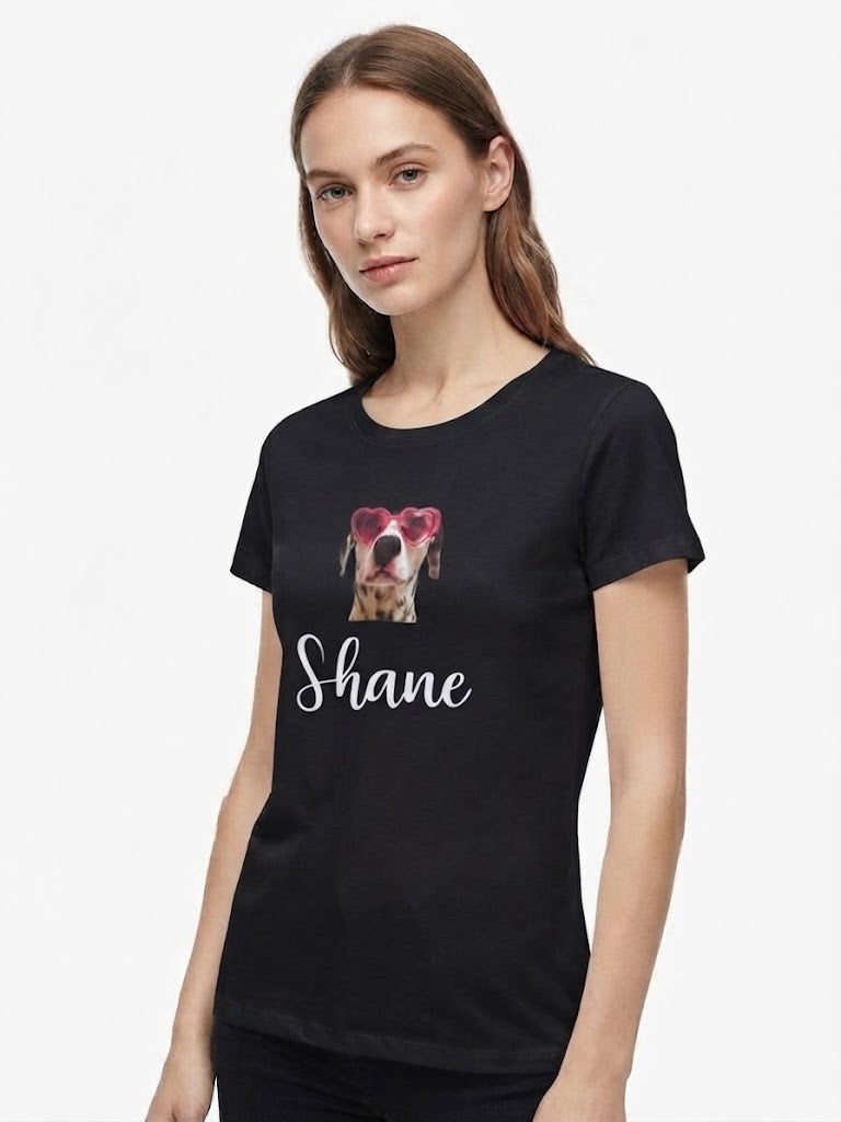 Playera Negra Personalizada Para Dama Con Foto de Mascota