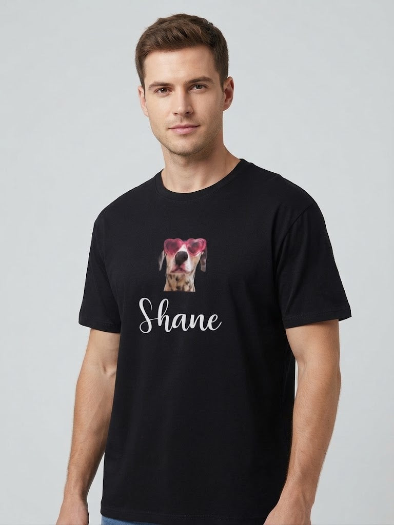 Playera Negra Para Hombre Con Foto de Mascota