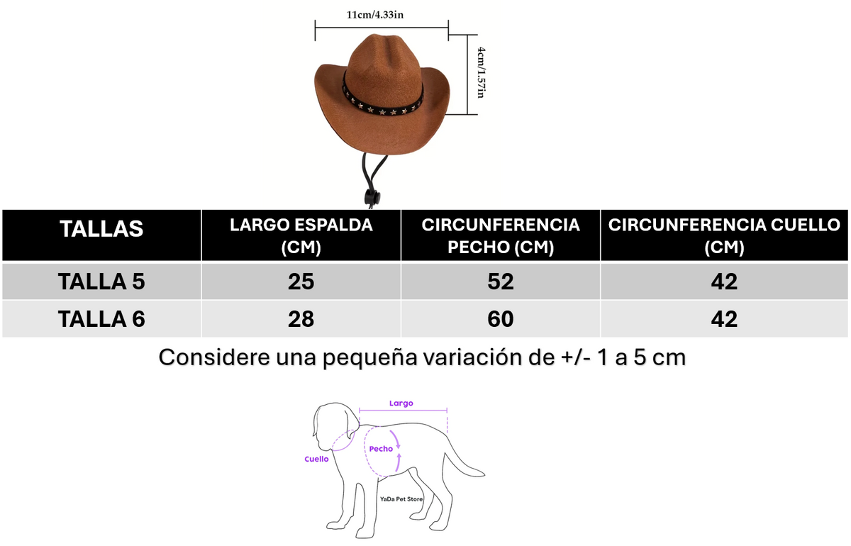 Camisa y Sombrero Vaquero para mascota